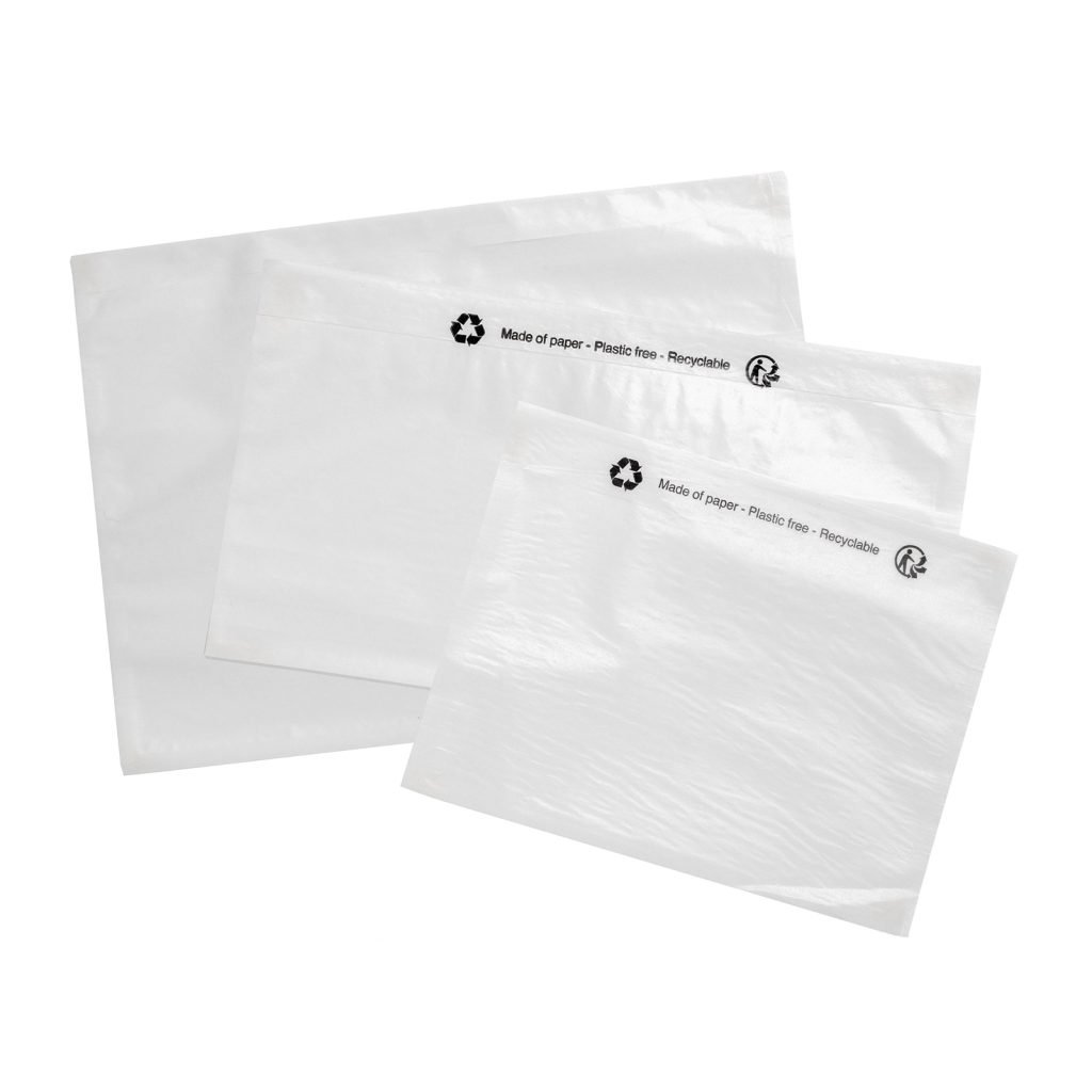 Busta trasparente in carta per le spedizioni, alternativa al sovrapacco in plastica - Texso Packaging